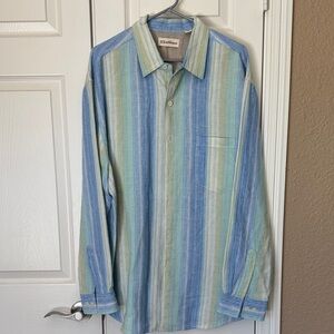 Caribbean Men's Multicolor Striped Linen Shirt